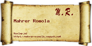 Mahrer Romola névjegykártya